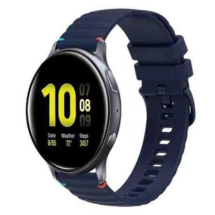 For Samsung Galaxy Watch Active 2 Wavy Dotted Stitched 20mm Silicone Watch Band(Navy Blue)