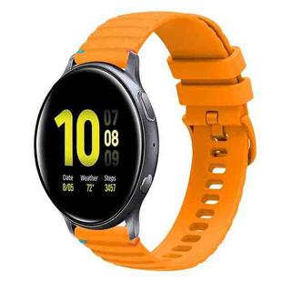 For Samsung Galaxy Watch Active 2 Wavy Dotted Stitched 20mm Silicone Watch Band(Amber Yellow)