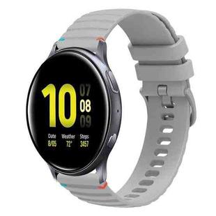 For Samsung Galaxy Watch Active 2 Wavy Dotted Stitched 20mm Silicone Watch Band(Gray)