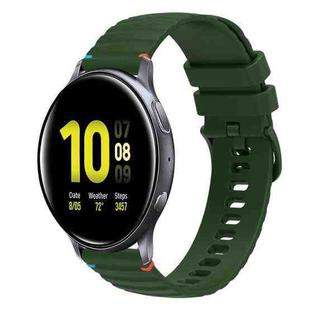 For Samsung Galaxy Watch Active 2 Wavy Dotted Stitched 20mm Silicone Watch Band(Army Green)