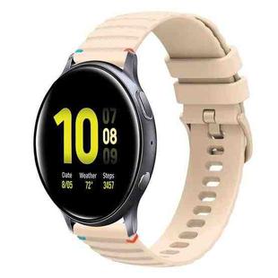 For Samsung Galaxy Watch Active 2 Wavy Dotted Stitched 20mm Silicone Watch Band(Cream Coloured)