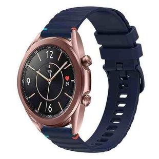 For Samsung Galaxy Watch3 41mm Wavy Dotted Stitched 20mm Silicone Watch Band(Navy Blue)