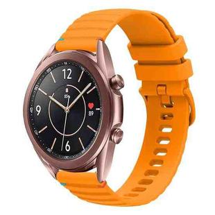 For Samsung Galaxy Watch3 41mm Wavy Dotted Stitched 20mm Silicone Watch Band(Amber Yellow)