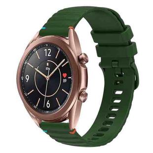 For Samsung Galaxy Watch3 41mm Wavy Dotted Stitched 20mm Silicone Watch Band(Army Green)