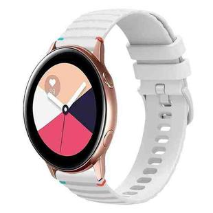 For Samsung Galaxy Watch Active Wavy Dotted Stitched 20mm Silicone Watch Band(White)