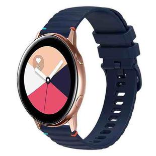 For Samsung Galaxy Watch Active Wavy Dotted Stitched 20mm Silicone Watch Band(Navy Blue)