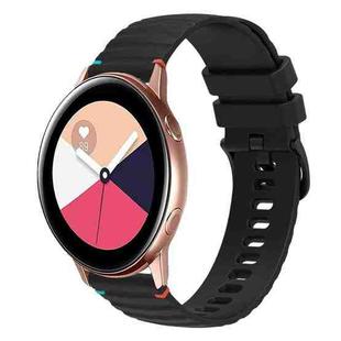 For Samsung Galaxy Watch Active Wavy Dotted Stitched 20mm Silicone Watch Band(Black)