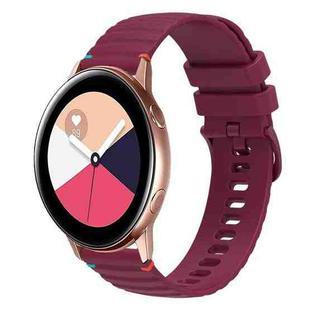 For Samsung Galaxy Watch Active Wavy Dotted Stitched 20mm Silicone Watch Band(Wine Red)