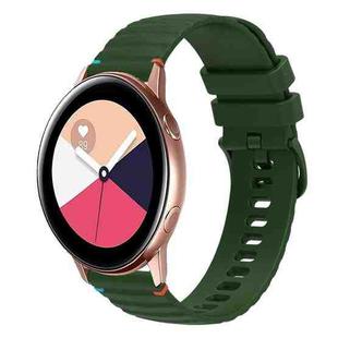 For Samsung Galaxy Watch Active Wavy Dotted Stitched 20mm Silicone Watch Band(Army Green)