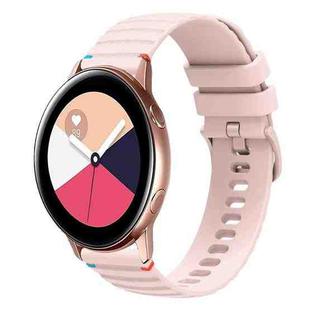 For Samsung Galaxy Watch Active Wavy Dotted Stitched 20mm Silicone Watch Band(Rose Pink)