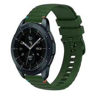 For Samsung Galaxy Watch 42mm Wavy Dotted Stitched 20mm Silicone Watch Band(Army Green)