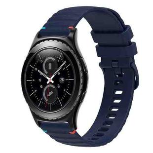 For Samsung Gear S2 Classic Wavy Dotted Stitched 20mm Silicone Watch Band(Navy Blue)