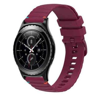 For Samsung Gear S2 Classic Wavy Dotted Stitched 20mm Silicone Watch Band(Wine Red)