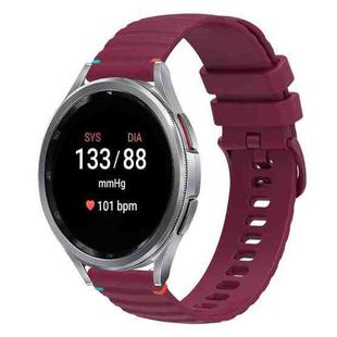 For Samsung Galaxy Watch 7 40 / 44mm Wavy Dotted Stitched 20mm Silicone Watch Band(Wine Red)