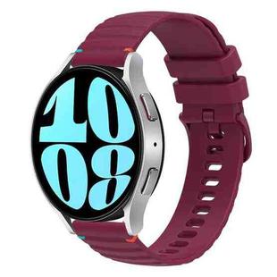 For Samsung Galaxy Watch 6 40 / 44mm Wavy Dotted Stitched 20mm Silicone Watch Band(Wine Red)