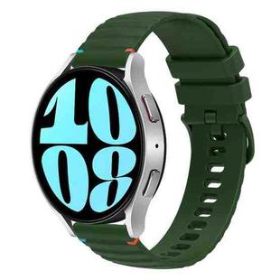 For Samsung Galaxy Watch 6 40 / 44mm Wavy Dotted Stitched 20mm Silicone Watch Band(Army Green)