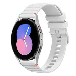 For Samsung Galaxy Watch 5 40 / 44mm Wavy Dotted Stitched 20mm Silicone Watch Band(White)