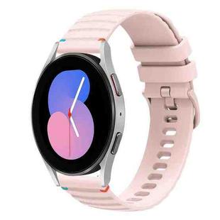 For Samsung Galaxy Watch 5 40 / 44mm Wavy Dotted Stitched 20mm Silicone Watch Band(Rose Pink)