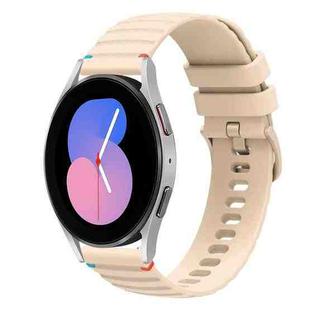 For Samsung Galaxy Watch 5 40 / 44mm Wavy Dotted Stitched 20mm Silicone Watch Band(Cream Coloured)