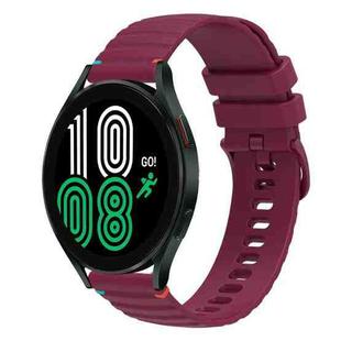 For Samsung Galaxy Watch 4 40 / 44mm Wavy Dotted Stitched 20mm Silicone Watch Band(Wine Red)