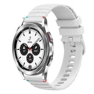 For Samsung Galaxy Watch 4 Classic 42 / 46mm Wavy Dotted Stitched 20mm Silicone Watch Band(White)