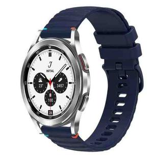 For Samsung Galaxy Watch 4 Classic 42 / 46mm Wavy Dotted Stitched 20mm Silicone Watch Band(Navy Blue)