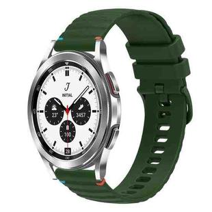 For Samsung Galaxy Watch 4 Classic 42 / 46mm Wavy Dotted Stitched 20mm Silicone Watch Band(Army Green)