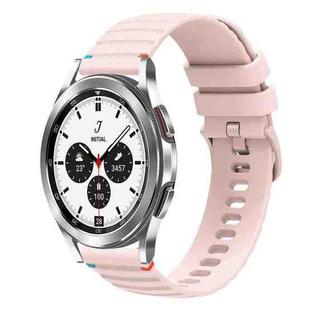 For Samsung Galaxy Watch 4 Classic 42 / 46mm Wavy Dotted Stitched 20mm Silicone Watch Band(Rose Pink)