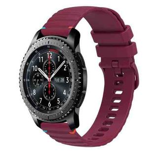 For Samsung Galaxy Gear S3 Frontier Wavy Dotted Stitched 22mm Silicone Watch Band(Wine Red)