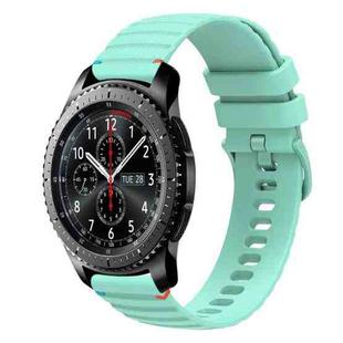 For Samsung Galaxy Gear S3 Frontier Wavy Dotted Stitched 22mm Silicone Watch Band(Teal Green)