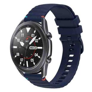 For Samsung Galaxy Watch 3 45mm Wavy Dotted Stitched 22mm Silicone Watch Band(Navy Blue)