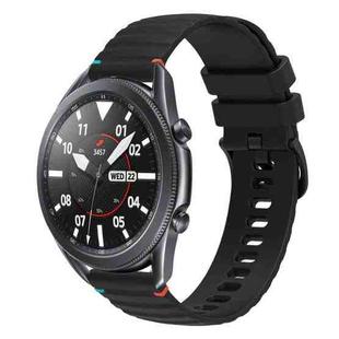 For Samsung Galaxy Watch 3 45mm Wavy Dotted Stitched 22mm Silicone Watch Band(Black)