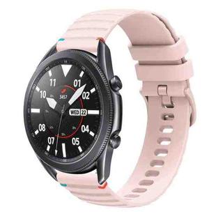 For Samsung Galaxy Watch 3 45mm Wavy Dotted Stitched 22mm Silicone Watch Band(Rose Pink)