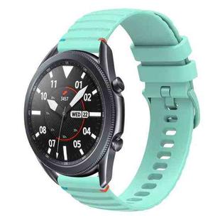 For Samsung Galaxy Watch 3 45mm Wavy Dotted Stitched 22mm Silicone Watch Band(Teal Green)