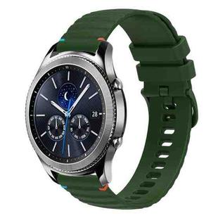 For Samsung Galaxy Gear S3 Classic Wavy Dotted Stitched 22mm Silicone Watch Band(Army Green)