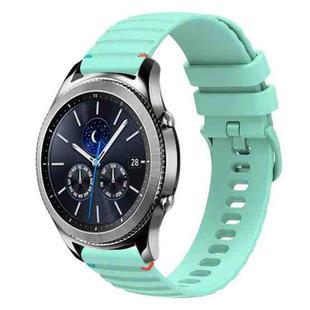 For Samsung Galaxy Gear S3 Classic Wavy Dotted Stitched 22mm Silicone Watch Band(Teal Green)