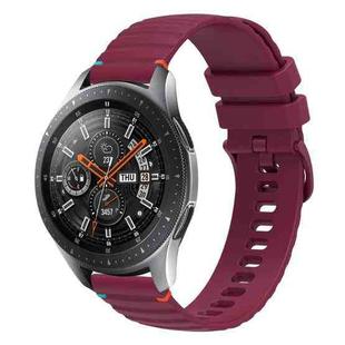 For Samsung Galaxy Watch 46mm  Wavy Dotted Stitched 22mm Silicone Watch Band(Wine Red)