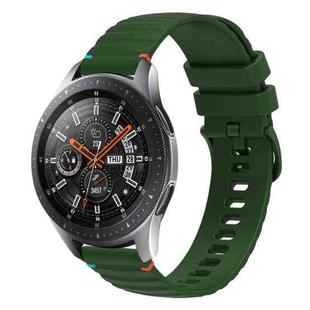 For Samsung Galaxy Watch 46mm  Wavy Dotted Stitched 22mm Silicone Watch Band(Army Green)