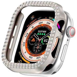 For Apple Watch Series 10 42mm Dual-Row Diamond Plating PC Hollow Watch Case(Starlight)