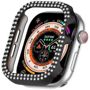 For Apple Watch Series 10 46mm Dual-Row Diamond Plating PC Hollow Watch Case(Black)