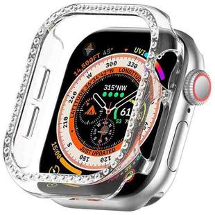 For Apple Watch Series 10 42mm Single-Row Diamond Plated PC Hollow Watch Case(Transparent)