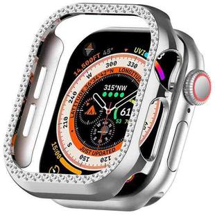 For Apple Watch Series 10 42mm Single-Row Diamond Plated PC Hollow Watch Case(Silver)