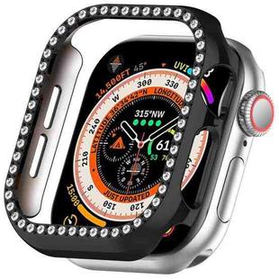 For Apple Watch Series 10 46mm Single-Row Diamond Plated PC Hollow Watch Case(Black)