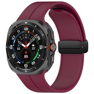 For Samsung Galaxy Watch Ultra 47mm Groove Style Folding Magnetic Buckle Silicone Watch Band(Wine Red)