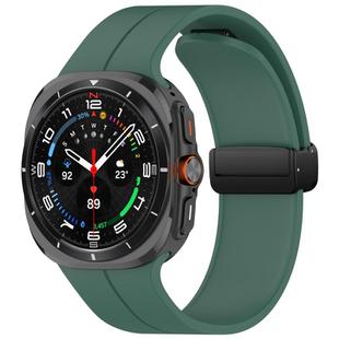 For Samsung Galaxy Watch Ultra 47mm Groove Style Folding Magnetic Buckle Silicone Watch Band(Dark Green)