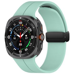 For Samsung Galaxy Watch Ultra 47mm Groove Style Folding Magnetic Buckle Silicone Watch Band(Teal Green)