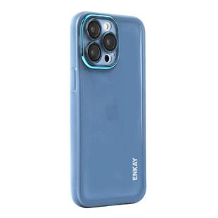 For iPhone 15 Pro Max ENKAY Hat-Prince Translucent Matte TPU Phone Case with Lens Film(Blue)