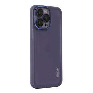 For iPhone 15 Pro Max ENKAY Hat-Prince Translucent Matte TPU Phone Case with Lens Film(Purple)