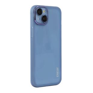 For iPhone 15 Plus ENKAY Hat-Prince Translucent Matte TPU Phone Case with Lens Film(Blue)