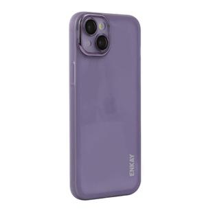 For iPhone 15 Plus ENKAY Hat-Prince Translucent Matte TPU Phone Case with Lens Film(Purple)